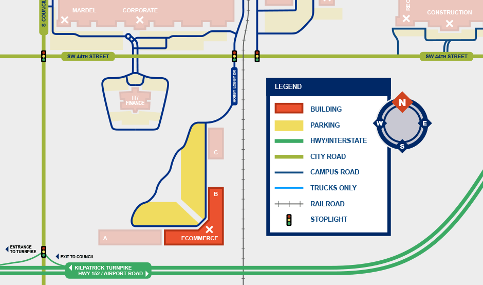 map showing location of Ecommerce building